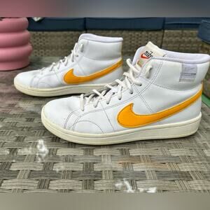 Nike White and Orange High-Top Sneakers